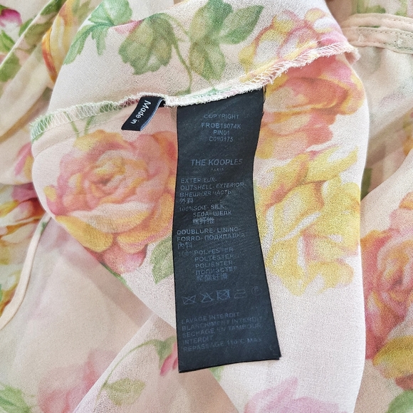 The Kooples Antique Florals Silk Puff Sleeve Slip Midi Dress - Picture 9 of 13